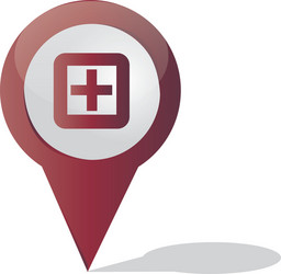 an isolated red pin with a cross icon inside vector image