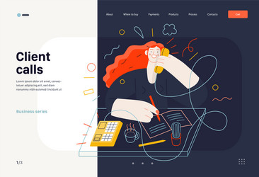 business topics - client calls web template vector image