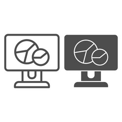 chart on computer screen line and glyph icon vector image