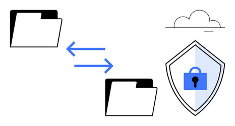 data exchange between folders and secure cloud vector image