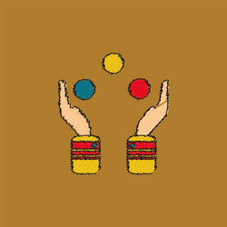 hands juggling with balls in hatching style vector image
