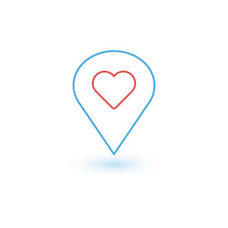 pointer pin up icon with heart outline web design vector image