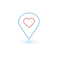 Pointer pin up icon with heart outline web design vector