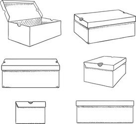 Sketch Shoe Boxes - Set of Boxes vector image