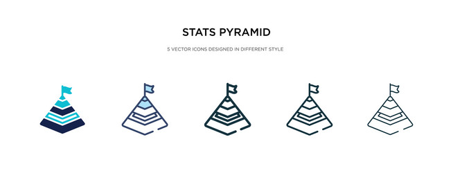 Stats pyramid icon in different style two vector