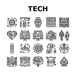 tech enthusiast geek nerd man icons set vector image