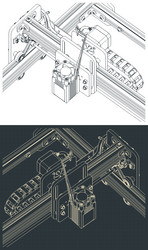 CNC Router Isometric Blueprint vector image