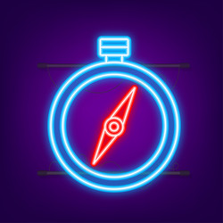 compass icon flat navigation symbol neon vector