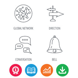 conversation global network and direction icon vector