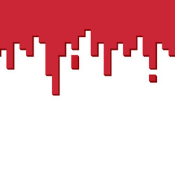 Dripping red paint in a pixelated design vector