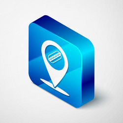 isometric map pointer with fast food hotdog icon vector image