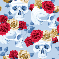 Skull & Roses Seamless Pattern Vector Image