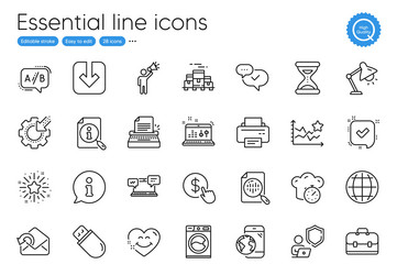 table lamp load document and send mail line icons vector image