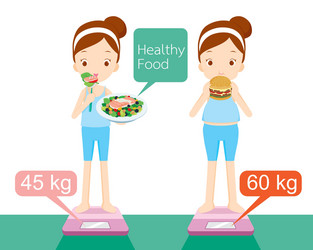 cute girl on weighing machine vector