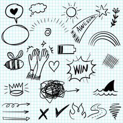 hand drawn set elements for concept design vector image