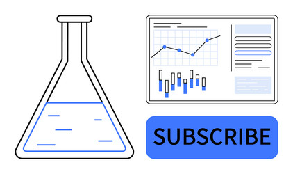 laboratory flask and dashboard analysis vector image