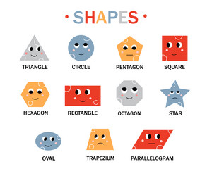 set of geometric shape characters line vector image