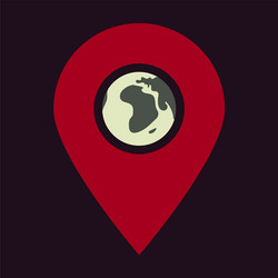 location icon with globe in middleflat style vector image