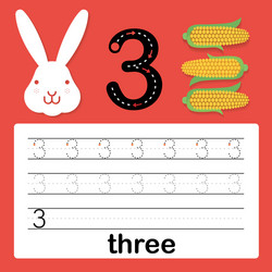 Number 3 Card for Kids - Learning to Count & Write vector image