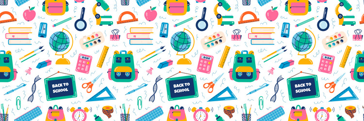 School supplies elements seamless pattern Vector Image