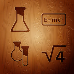 set square root 4 glyph test tube and flask vector image