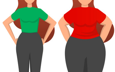 Two women thick and thin with different Royalty Free Vector