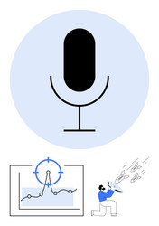 microphone icon with data analytics and creative vector image