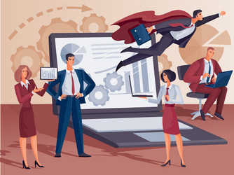 on background a large open laptop vector image