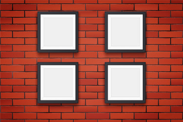 Red brick wall with picture frames vector