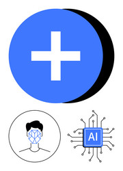 ai-powered face recognition and data processing vector image