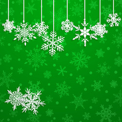 background with hanging snowflakes vector