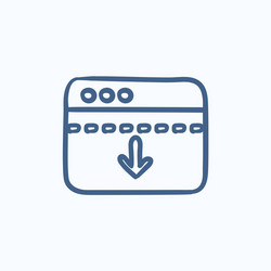 browser window with arrow down sketch icon vector image