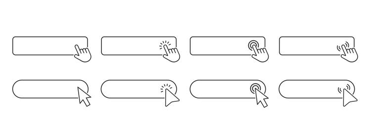 click here button with hand or mouse cursor vector image