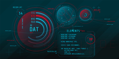 composition computer hud interface with coding vector image