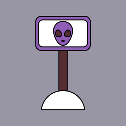 flat icon design collection alien on the monitor vector image