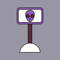 Flat icon design collection alien on the monitor vector