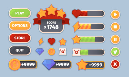 Game ui buttons mobile application interface Vector Image
