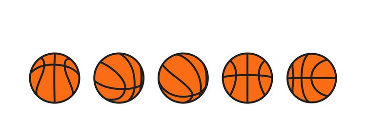 orange basketball ball icons set of outline vector image