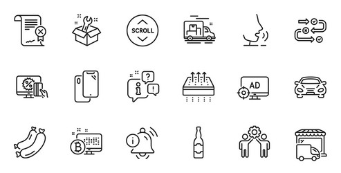 outline set of employees teamwork scroll down vector image