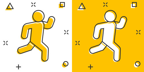 Run people icon in comic style jump cartoon vector