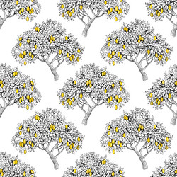 Seamless pattern with lemon trees vector