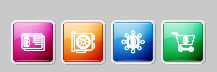 set line bitcoin in browser video graphic card vector image