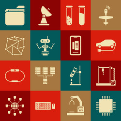 set processor with microcircuits cpu 3d printer vector image