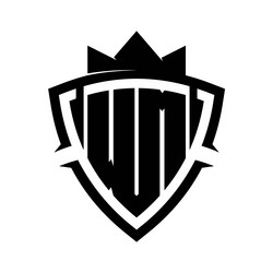 wm letter bold monogram triangle curve shield vector image