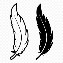 black and white fluffy feather logo icons Vector Image