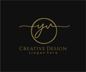 Yv initial handwriting logo with circle template Vector Image
