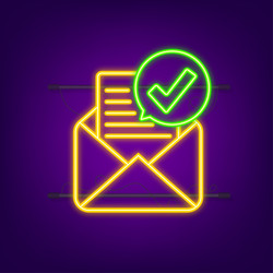 Opened envelope and document with green check mark vector