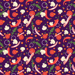 seamless pattern with food slices design elements vector image