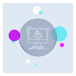 3d cube dimensional modelling sketch white line vector image