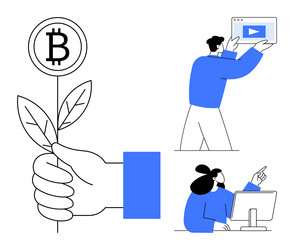 bitcoin growth team collaboration and digital vector image